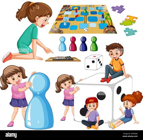 Set Of Children And Board Game Illustration Stock Vector Image And Art