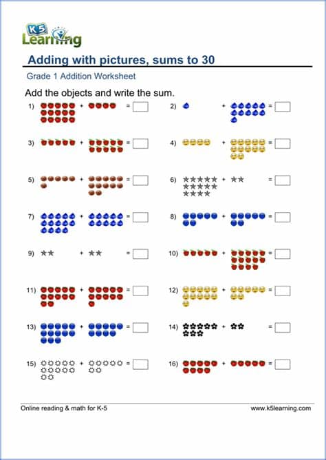 First grade math worksheets - free & printable | K5 Learning