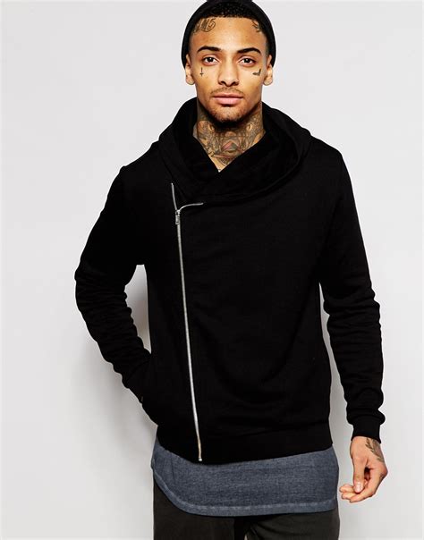 Head to the boohooman hoodie collection to kit out your casuals for the new season. ASOS Cotton Asymmetric Zip Up Hoodie in Black for Men - Lyst
