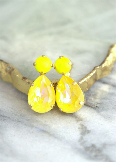 Yellow Earrings Neon Yellow Earrings Trending Jewelry Etsy Yellow