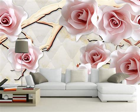 Beibehang Custom Wallpaper Fantasy Rose Flower 3d Soft Package Mural Tv