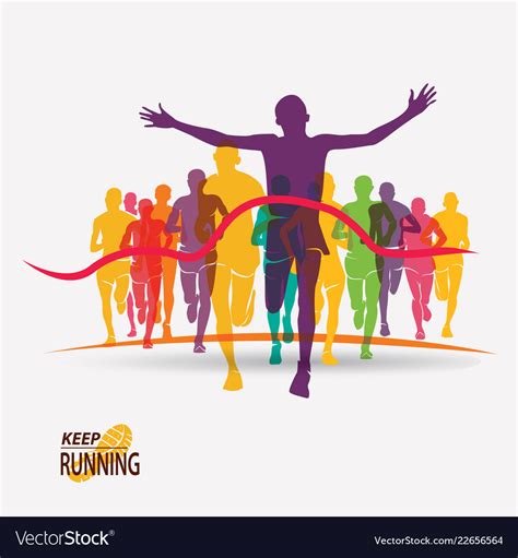 Running People Set Silhouettes Competition And Vector Image
