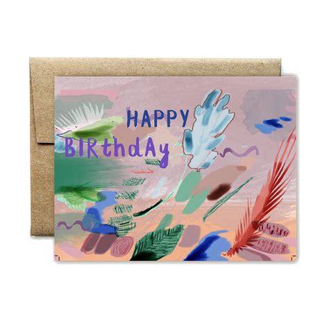 Aqua Plant Birthday Card Ferme à Papier