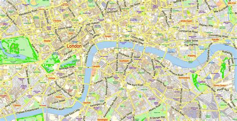 London Center Pdf Map Vector Uk Exact City Plan Low Detailed Street Map