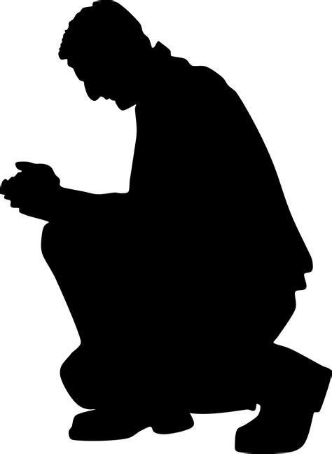 Clipart Kneeling Praying Man Silhouette