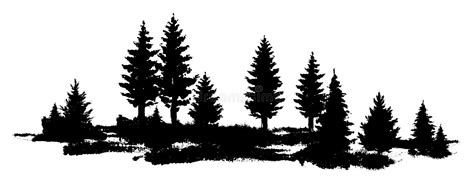 Vector Composition Forest Silhouette Landscape. Black and White