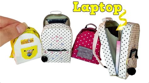 Diy Miniature School Laptop Backpack Tutorial Crafts Youtube
