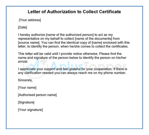 Authorization Letter Letter Of Authorization Format Samples A Plus