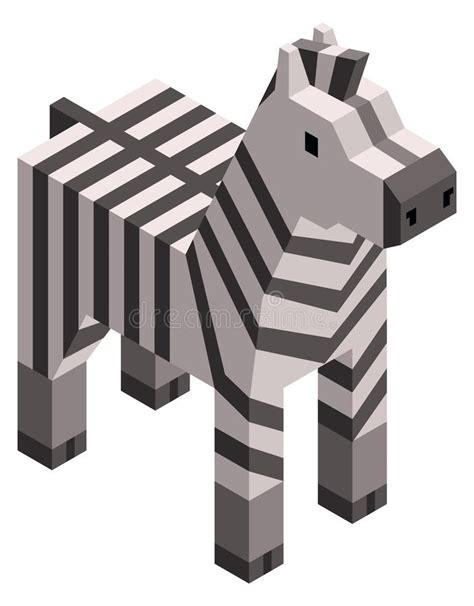 Low Poly Zebra Geometric Cute Pixel Game Animal Stock Vector