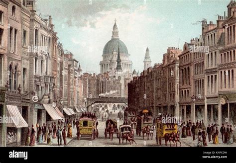 Fleet Street And St Pauls Cathedral London Victorian Illustration