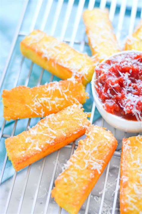 See recipes for cheesy polenta, polenta with mushrooms and sausages too. Crispy, cheesy polenta fries | Recipe (With images ...