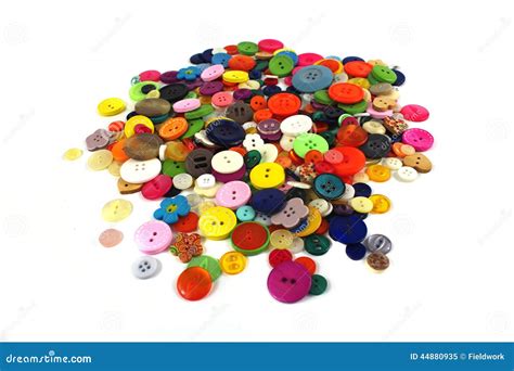 Pile Of Brightly Coloured Haberdashery Buttons Stock Image Image Of