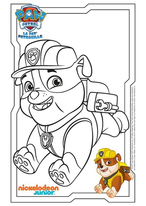 Ausmalbilder gratis ausdrucken paw patrol malvorlagen / the paw patrol must work quickly to fix the tracks and remove a train car at the train station before the next train comes in. myToys_Paw Patrol Ausmalbilder_Rubble rennt | myToys-Blog