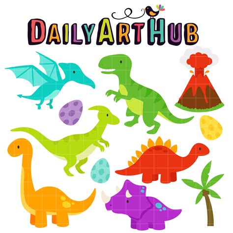 Cute Dinosaurs Clip Art Set Daily Art Hub Graphics Alphabets And Svg