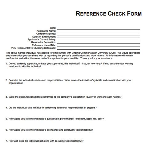 Free 22 Sample Reference Check Templates In Pdf Ms Word Excel