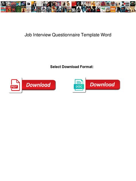 Fillable Online Job Interview Questionnaire Template Word Job