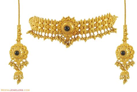 We pride ourselves on offering christian greeting cards that inspire. Choker Necklace Set (22Kt) - StGo10504 - 22k gold matt ...