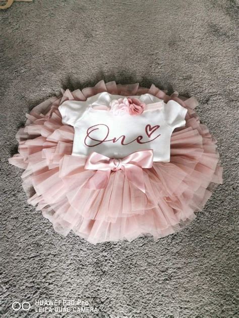 Baby Pink Personalised Cake Smash Baby One Birthday Tutu Outfit
