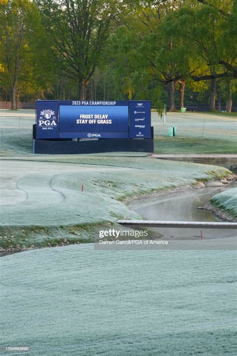 A Frost Delay Warning Displays On A Video Board On The Sixth Hole