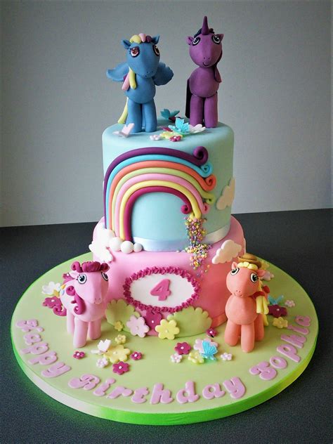 My Little Pony two tier birthday cake with rainbow (With ...