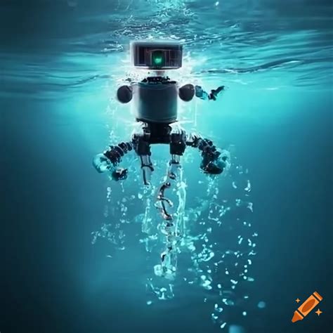 Underwater Floating Cable Robot With Sparkling Lights