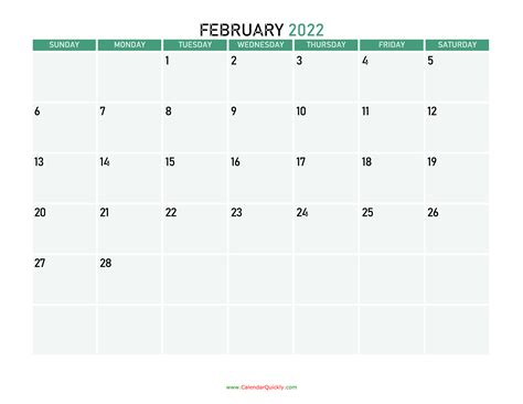 Printable February 2022 Calendar With Holidays Printable Calendar 2021