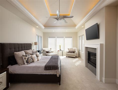 It's 13'6 × 13'6 and 8ft ceiling height with an 8ft wide window, so i thought the added height with trim would be lovely to add dimension and detail. Master bedroom with double light tray vaulted ceilings ...