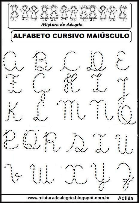 Alfabeto Pontilhado Letra Cursiva E Imprensa Mistura De Alegria Atividades Com O Alfabeto