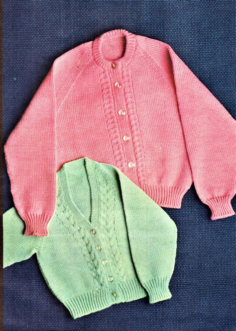 Nearly Free Baby Knitting Pattern Raglan Cardigan Size 45 To Etsy