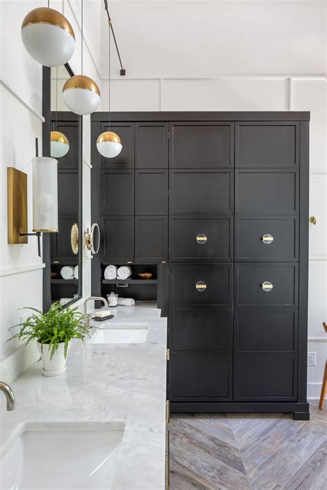 What is the difference between rustic and farmhouse? Modern Farmhouse Style Bathroom Design with Custom Black ...