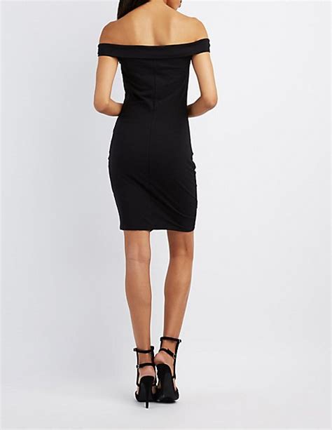 Asymmetrical Off The Shoulder Bodycon Dress Charlotte Russe