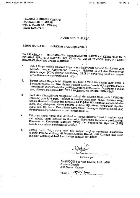 Tarikh iklan tarikh taklimat tarikh tutup masa taklimat tempat taklimat. Perkhidmatan kawalan keselamatan di pejabat jurutera ...