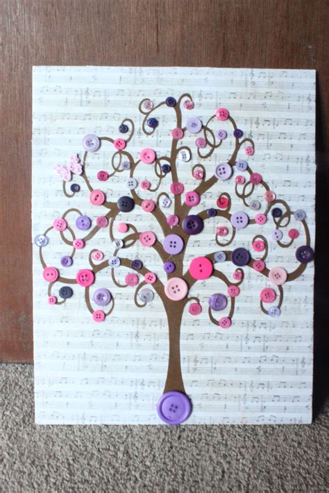 Button Tree Art On Canvas My Daughter And I Made Button Tree Art