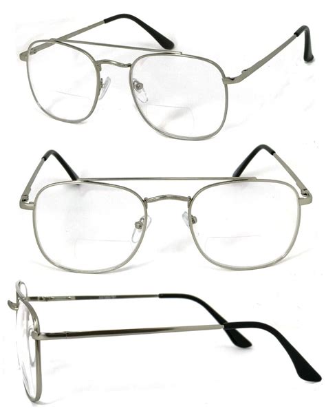 1 or 2 pair s large square metal frame bifocal reading glasses spring temples ebay