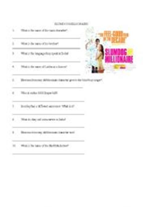 You will need to have access to the film on dvd. Slumdog Millionaire worksheets