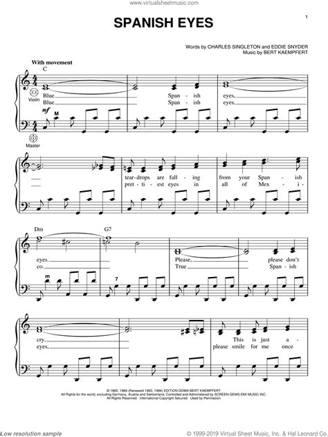Notenkatalog mit digitalisierten klassischen, modernen, beliebten noten für akkordeon fertig zum download. Martino - Spanish Eyes sheet music for accordion PDF