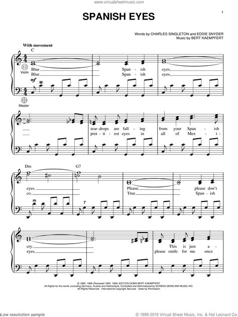 Free sheet music, free scores, de belles partitions gratuites pour le piano bladmuziek spartiti, klaviernoten und kostenlose noten. Martino - Spanish Eyes sheet music for accordion PDF