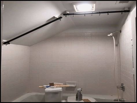 Lovely Angled Ceiling Curtain Rod Shower Curtain Rods Bathroom