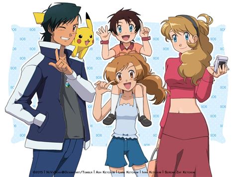 The Ketchums Pokemon Ash And Serena Pokemon Pokemon Eevee
