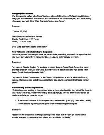 A character reference letter is usually written by someone in favor of a person whom they know and appreciate. Sample Parole Support Letter From Friend | Webcas.org