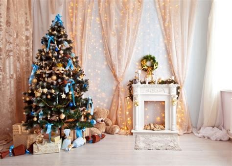 Christmas Tree Fireplace Party Background Christmas Backdrops For Stage