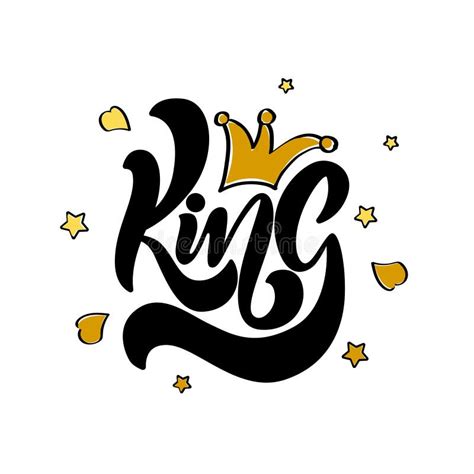 Hand Lettering With Word King And Gold Crown Stock Vector