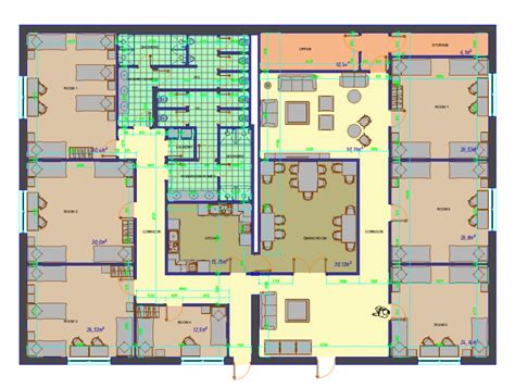 Hostel Plan With Design Of Architect Detail Dwg File Cadbull