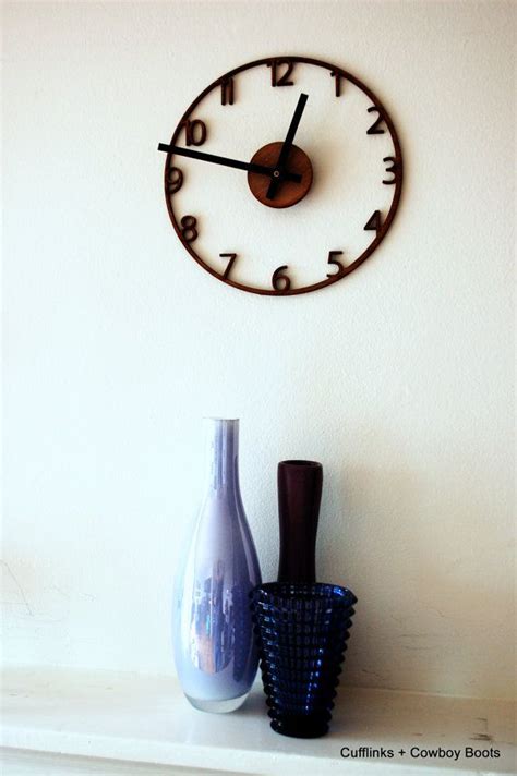 Unique Naked Wood Wall Clock Cutout Walnut Clock Modern Mid Century Style Diameter Via