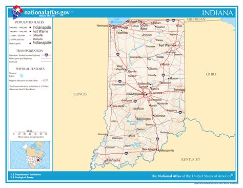 Large Detailed Map Of Indiana State Indiana State Large Detailed Map