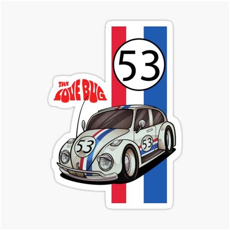 Herbie The Love Bug Sticker By Eliana55226838 Redbubble