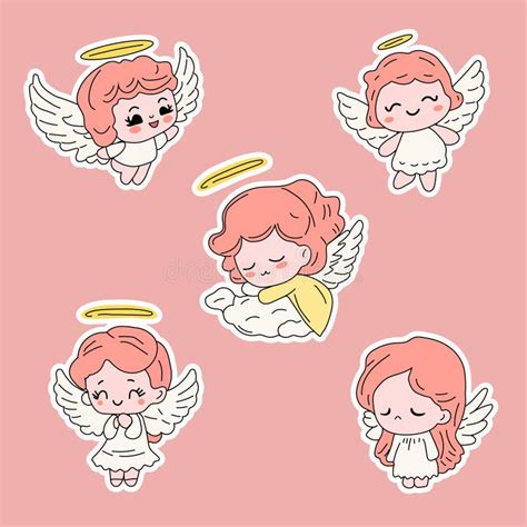 Cute Cartoon Angels Vector Illustration For Mascot Logo Or Stickers