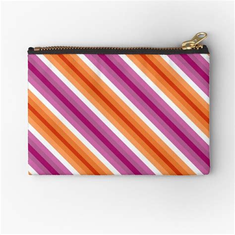 Orange Pink Lesbian Pride Flag Pattern Zipper Pouch By 89black