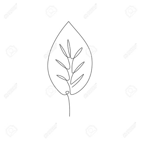 Leaf One Line Drawing Continuous Line Hand Drawn Minimalist
