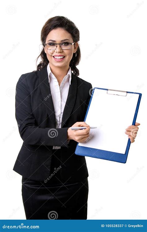 Clipboard In The Business Woman`s Hands Stock Image Image Of Figure